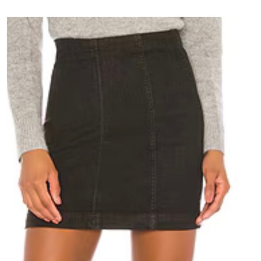 Free People Modern Femme Novelty Denim Mini Skirt Black Size 4 OB601844